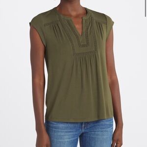 DANIEL RAINN Namika Split Neck Knit Top Olive Green‎ XXL Stitch Fix New W/ Tags